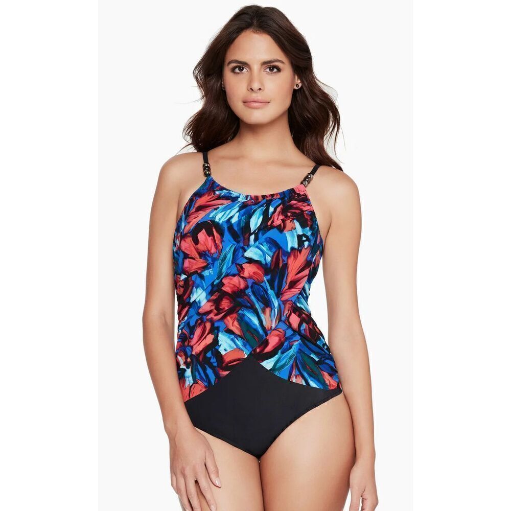 Magicsuit Women's Swimsuit Black Floral Slimming Flower Bomb Lisa Size 8‎